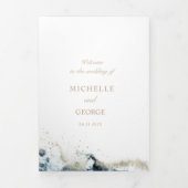 Watercolor Waves Tri-Fold Wedding Program (Page de couverture)