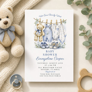 Watercolor We Can Bearly Wait Blauwe Baby Shower Kaart