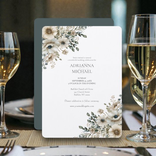 Watercolor Wedding Flowers Kaart