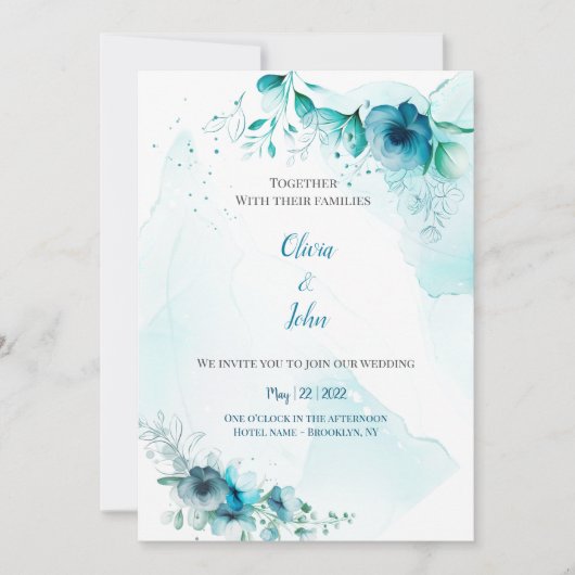 Watercolor Wedding Invitation  (Devant)