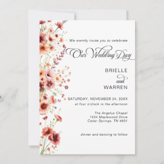 Watercolor Wedding Invitation Wild Flowers