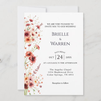 Watercolor Wedding Invitation with Wild Flowers