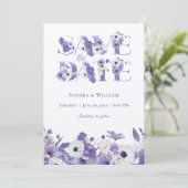 Watercolor Wedding Violet Flowers Save the Date Kaart (Staand voorkant)