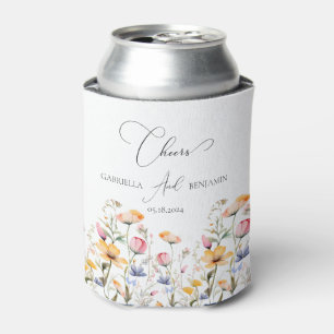Watercolor Weide Wildbloem Bruiloft Cheers Blikjeskoeler