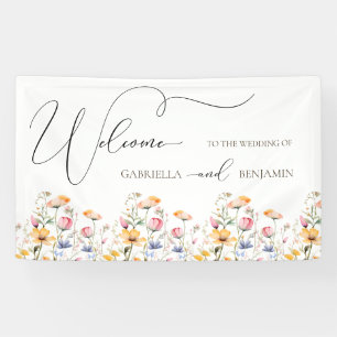 Watercolor Weide Wilde Bloem Bruiloft Welkom Spandoek
