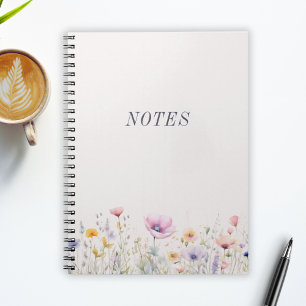 Watercolor Weide Wilde Bloemen Notities Minimalist Notitieboek