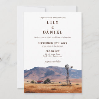 Watercolor Western Berg Ranch QR-code Trouwen Kaart