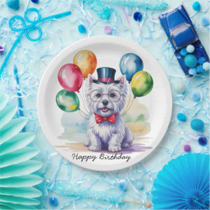 Watercolor Westie Kinderverjaardagsfeestje Papieren Bordje