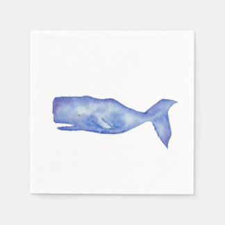 Watercolor whale cocktail, napkins servet