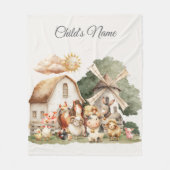 Watercolor Whimsical Farm Animals Fleece Deken (Voorkant)