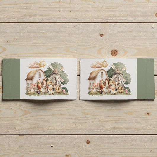 Watercolor Whimsical Farm Animals Kussensloop