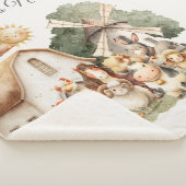 Watercolor Whimsical Farm Animals Sherpa Deken (3/4)