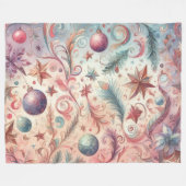 Watercolor Whimsical Kerstmis Fleece Deken (Voorkant (Horizontaal))