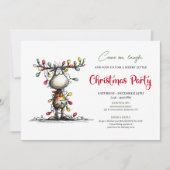 Watercolor whimsical reindeer party invitation (Devant)