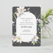 Watercolor White Floral w/Gray Wedding Invitation  (Debout devant)