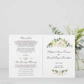 Watercolor White Flowers Bouquet Wedding Programme (Debout devant)