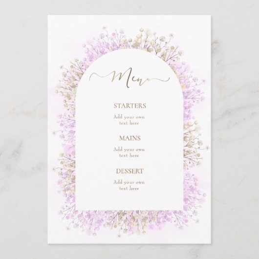 watercolor white lilac flowers menu (Voorkant)