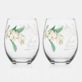 Watercolor White Orchids Floral Wedding Gift Wijnglas Zonder Voet (Voorkant)