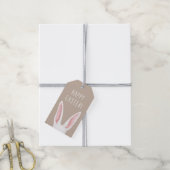 Watercolor White Rabbit Ears Happy Easter Cadeaulabel (Met Touw)
