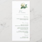 Watercolor White Rose Elegant Botanical Wedding Menu (Voorkant)