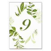 Watercolor Wild Green Folid Table Numéro 9 Carte (Dos)