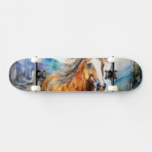 Watercolor Wild Mustang Skateboard (Horizontaal)