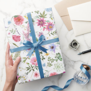 Watercolor Wilde Bloem Botanische Tuin Patroon Cadeaupapier