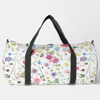 Watercolor Wilde Bloem Botanische Tuin Patroon Plunjezak