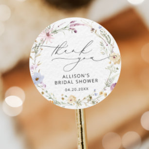 Watercolor Wilde Bloem Bruiloft Borrel Ronde Sticker