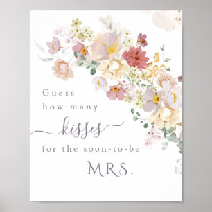 Watercolor Wilde Bloem Paarse Bruiloft Game Poster