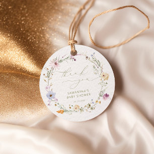 Watercolor Wilde Bloemen Baby Shower Dankjewel Bedankjes Labels