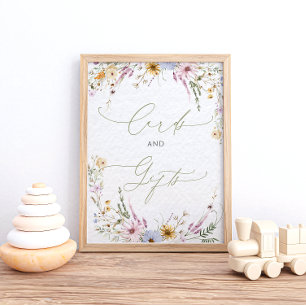 Watercolor Wilde Bloemen Baby Shower Kaarten en Ca Poster