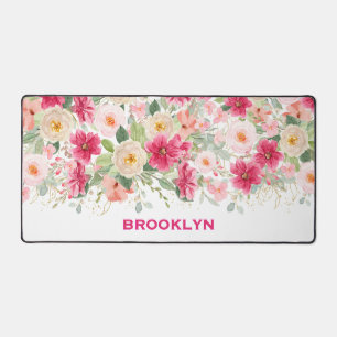 Watercolor Wilde Bloemen Bloem Roze Kantoor Bureaumat