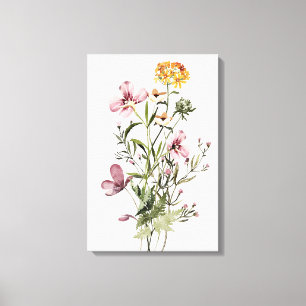Watercolor Wilde Bloemen Boeket #1 Canvas Afdruk