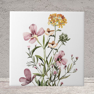 Watercolor Wilde Bloemen Boeket Tegeltje