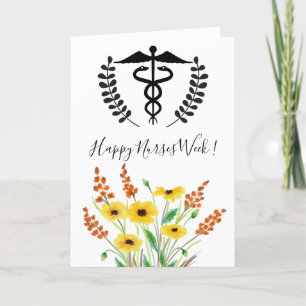 Watercolor Wilde Bloemen Gelukkig Verpleegsters We Kaart