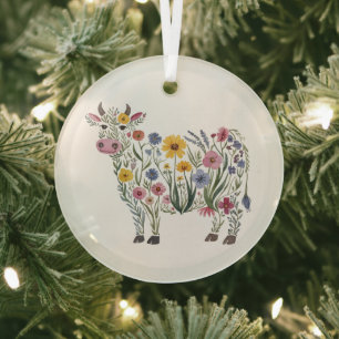 Watercolor Wilde Bloemen in de vorm van een Cute K Glas Ornament
