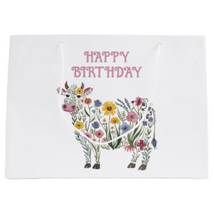 Watercolor Wilde Bloemen in de vorm van een Cute K Groot Cadeauzakje