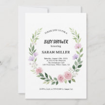 Watercolor Wilde Bloemen Krans Baby Shower
