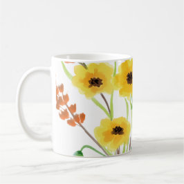 Watercolor Wilde Bloemen met Vlinder Tuin Koffiemok