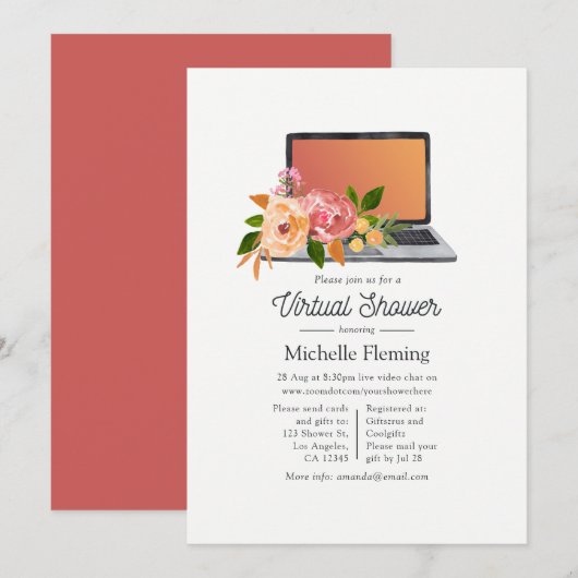 Watercolor Wildebloem Lente Virtuele Baby Shower Kaart (Voorkant / Achterkant)