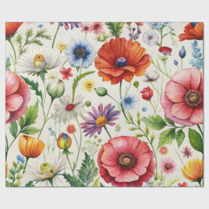 Watercolor Wildebloemen Naadloos Decoupage Papier