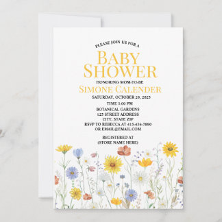 watercolor wildflower baby shower invitation kaart