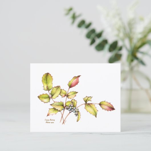 Watercolor wildflower barberry postcard briefkaart (Staand voorkant)
