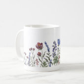 Watercolor Wildflower Border Floral Mug (Devant gauche)