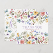 Watercolor Wildflower Girl 1st Birthday Bedankkaart (Voorkant / Achterkant)
