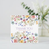 Watercolor Wildflower Girl 1st Birthday Bedankkaart (Staand voorkant)
