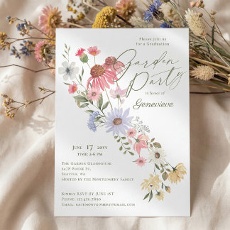 Watercolor Wildflower Graduation Grad Garden Party Kaart