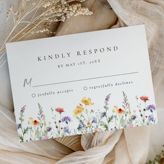 Watercolor Wildflower Wedding RSVP Card