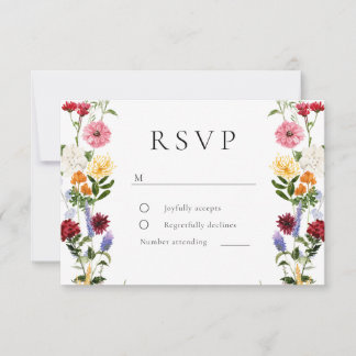 Watercolor Wildflowers Spring Summer Wedding RSVP Kaartje